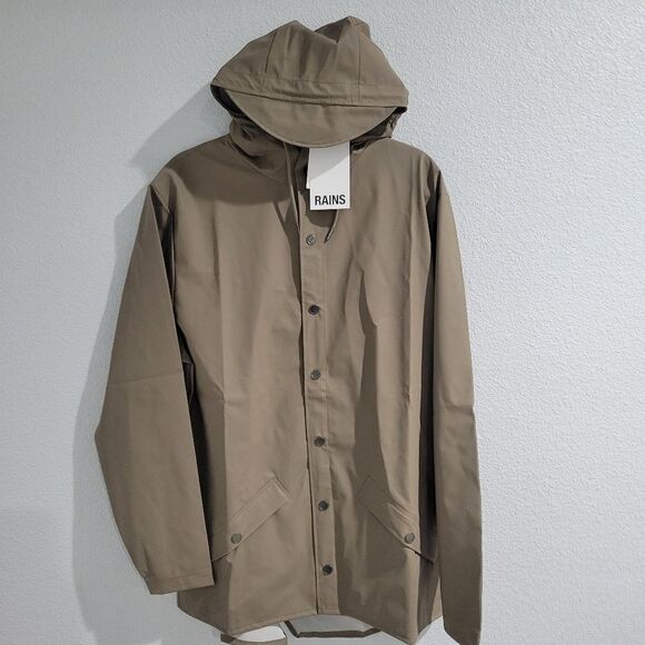 RAINS Rain Jacket Raincoat Taupe- Unisex Size XL NWT - Picture 4 of 8